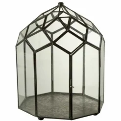 PARIS PRIX - Terrarium en verre vintage "brisla" 38cm noir