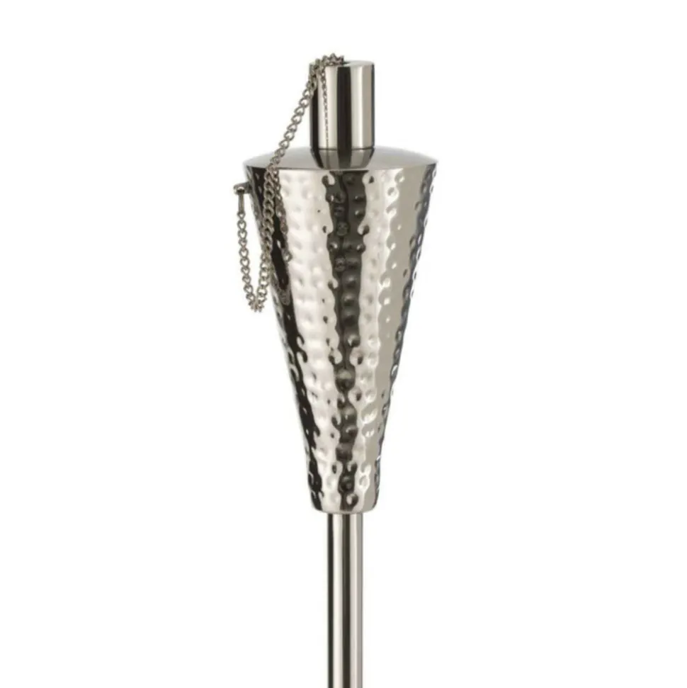 PARIS PRIX - Torche de jardin design "conique" 156cm argent