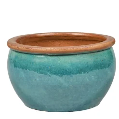 PASSION FOR POTTERY - Pot de fleurs Bonn, grès émaillé, coloris vert glace - D.23,5xH.14,5cm