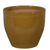 PASSION FOR POTTERY - Pot de fleurs Corsica 01F, grès émaillé, coloris beige - D.22xH.21,5cm