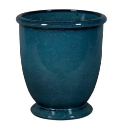 PASSION FOR POTTERY - Pot de fleurs émaillé Shanghai 13-01OB, coloris bleu oc - D.28xH.30cm