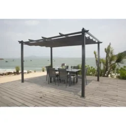 Pergola en aluminium cordoba - gris - 4 x 3 m