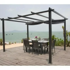 Pergola en aluminium cordoba - gris - 4 x 3 m