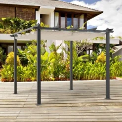 Pergola en aluminium cordoba - beige - 3 x 3 m