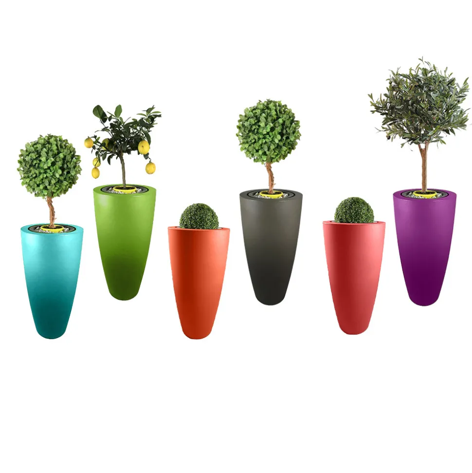 PLAST'UP ROTOMOULAGE - Lot de 6 - pots de fleurs coniques delight 200l