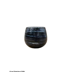 POTERIE D'ALBI - Pot Cancale, terre cuite émaillée, coloris nuit étoilée - D.14xH.14cm