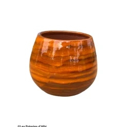 POTERIE D'ALBI - Pot Cancale en terre cuite émaillée, coloris savane - D.14xH.14cm