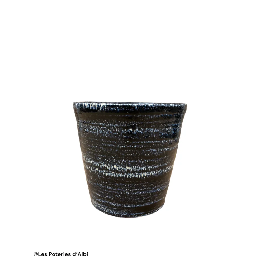 POTERIE D'ALBI - Pot Sydney en terre cuite émaillée, coloris nuit étoilée - D.25xH.29cm