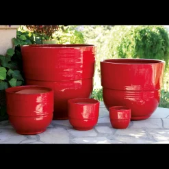POTERIE D'ALBI - Vase Rebord coquelicot - D.30xH.27cm