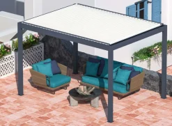 PROLOISIRS - Pergola autoportée bioclimatique autonome zéphir 3 x 4 m solaire en aluminium - grey