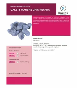 RACINE - Galet marbre gris nevada 25-40mm, big bag 500 kg - f-pai075