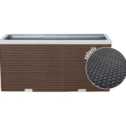 RATTAN ART - Jardinière en résine tressée avec cadre en aluminium 70 x 38 x 40 cm