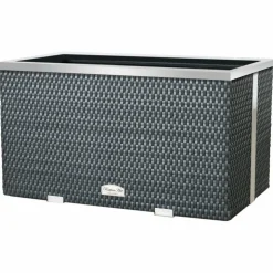 RATTAN ART - Jardinière en résine tressée avec cadre en aluminium 70 x 38 x 40 cm