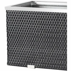 RATTAN ART - Jardinière en résine tressée avec cadre en aluminium 98 x 25 x 34 cm anthracite