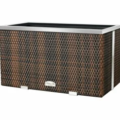 RATTAN ART - Jardinière en résine tressée avec cadre en aluminium 70 x 38 x 40 cm