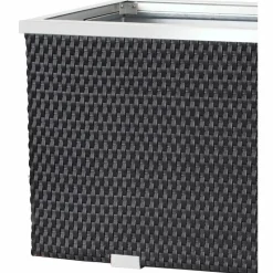 RATTAN ART - Jardinière en résine tressée avec cadre en aluminium 35 x 35 x 60 cm noir