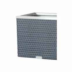RATTAN ART - Jardinière en résine tressée avec cadre en aluminium 98 x 25 x 34 cm gris clair