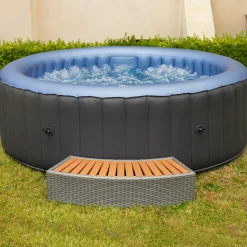 RED DECO - Spa gonflable rond 4 places bergen gris pvc armé ø180cm