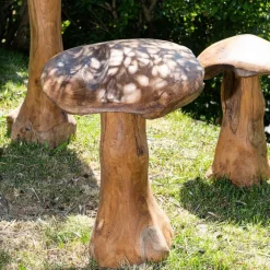 Set champignons en teck deco jardin