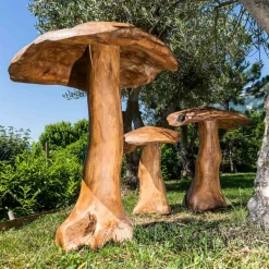 Set champignons en teck deco jardin