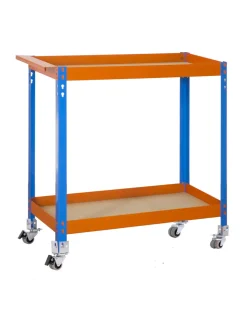 SIMONRACK - Etabli simonwork wagon 2/400 chipboard bleu/orang/bois bleu/orange/bois 1030x900x400 - simonrack