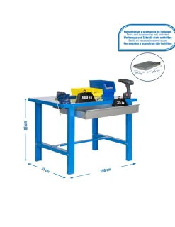 SIMONRACK - Etabli simonwork bt6l metal 1box 1500x735 bleu - 830x1500x730 600kg - simonrack