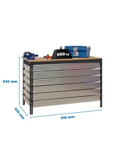 SIMONRACK - Etabli simonwork bt5 box6 900 antracite/bois - 842x910x610 600kg - simonrack