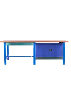 SIMONRACK - Etabli simonwork bt6 pro tande laminate 1box 1cab 2100 bleu bleu/hêtre 865x2100x750 - simonrack