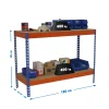 SIMONRACK - Etagère basse banc de travail simonwork basic 2 901845-2 bleu/orange/bois - 900x1800x450 400kg - simonrack
