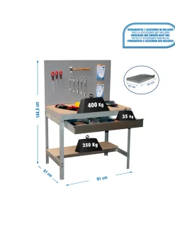 SIMONRACK - Etagère basse banc de travail simonwork bt2 box 900 gris/bois - 1445x910x610 400kg - simonrack