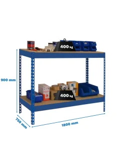SIMONRACK - Etagère basse banc de travail simonwork basic 2 901875-2 bleu/bois - 900x1800x750 400kg - simonrack