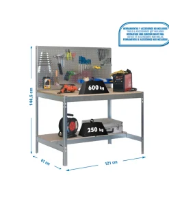 SIMONRACK - Etagère basse banc de travail simonwork bt2 1200 galva/bois - 1445x1210x610 600kg - simonrack