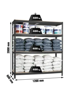 SIMONRACK - Etagère charge lourde ecoforte 1206-4 chipboard antracite/bois - 2000x1200x600 400kg - simonrack