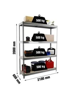SIMONRACK - Etagère charge lourde simonforte 2106-4 chipboard gris - 2000x2100x600 500kg - simonrack