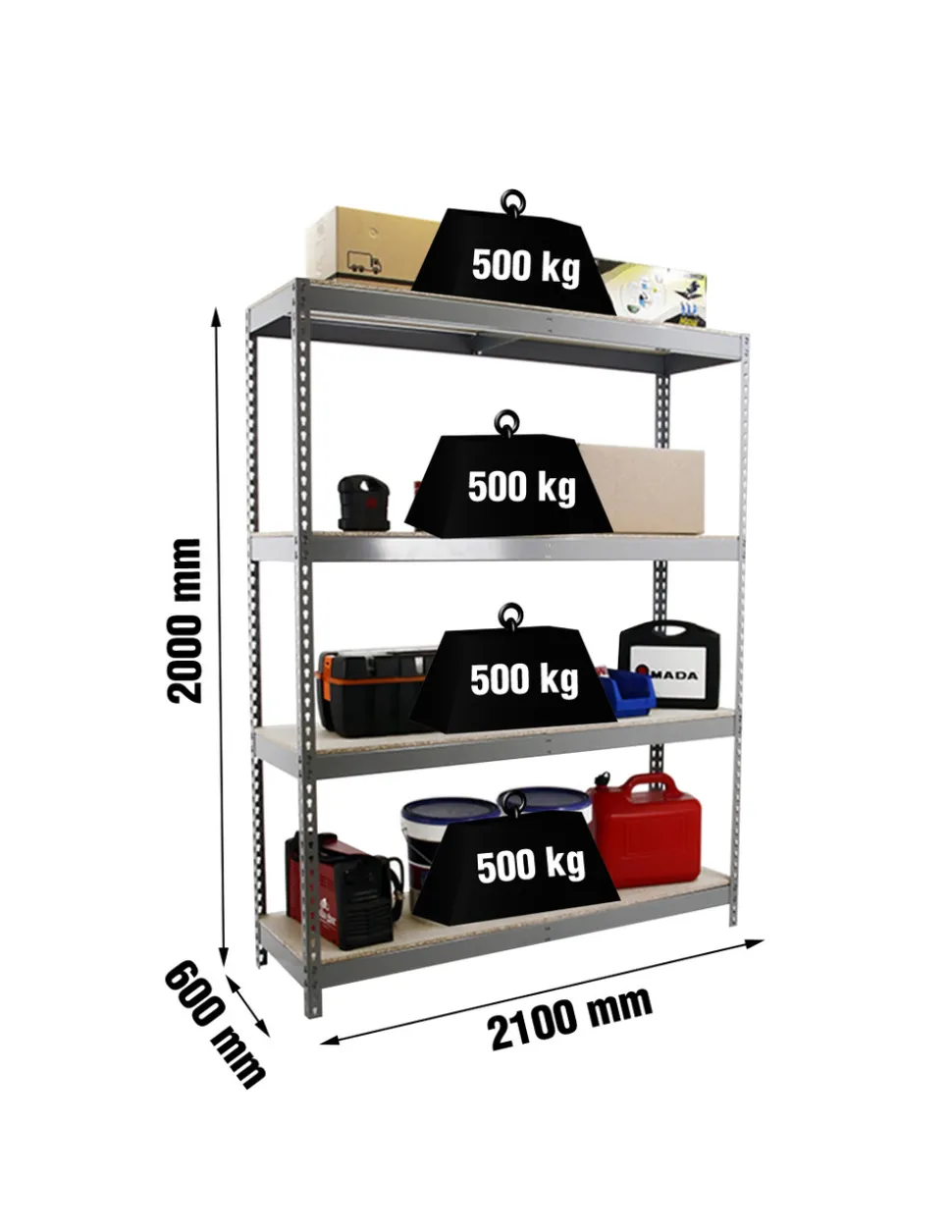SIMONRACK - Etagère charge lourde simonforte 2106-4 chipboard gris - 2000x2100x600 500kg - simonrack
