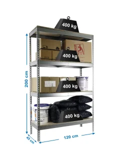 SIMONRACK - Etagère charge lourde ecoforte 1204-4 chipboard galva/bois - 2000x1200x450 400kg - simonrack