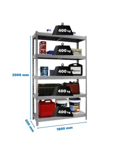 SIMONRACK - Etagère charge lourde ecoforte 1806-5 metal galva/galva - 2000x1800x600 400kg - simonrack