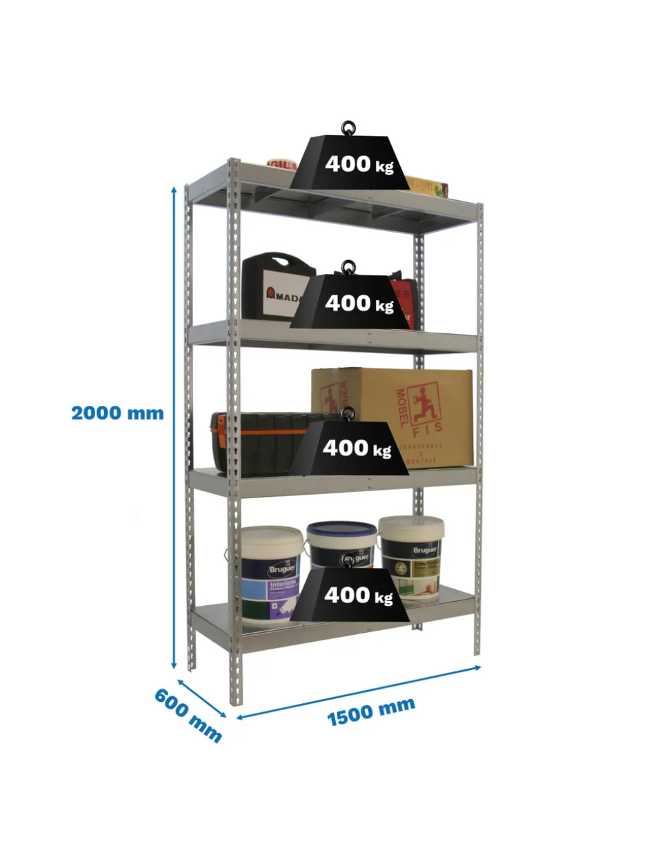 SIMONRACK - Etagère charge lourde ecoforte 1506-4 metal galva/galva - 2000x1500x600 400kg - simonrack
