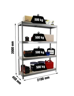 SIMONRACK - Etagère charge lourde simonforte 2104-4 chipboard gris/bois - 2000x2100x450 500kg - simonrack