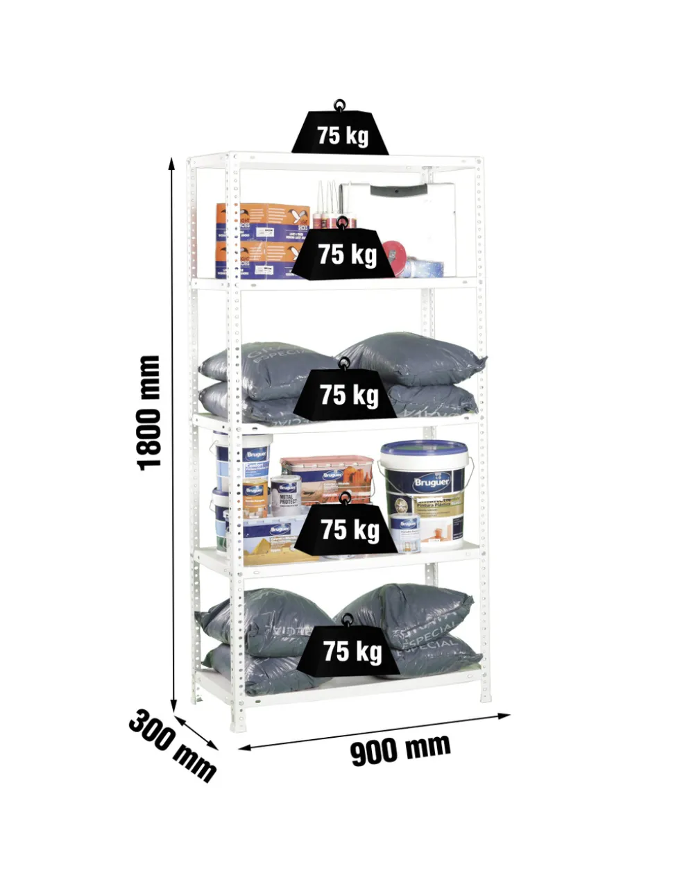 SIMONRACK - Etagère légère métallique avec vis advantage 5/300 blanc - 1800x900x300 75kg - simonrack
