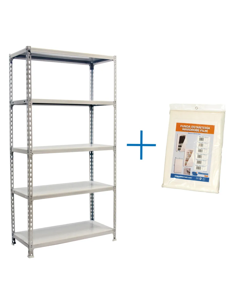 SIMONRACK - Etagère légère sans vis simonclick 5/300 blanc/blanc + housse blanc 1800x900x300 - simonrack