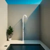 SINED - Douche blanche alu avec led douchette capteur et double arrivee