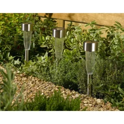 SMART GARDEN - Balise LED solaire flûte en plastique transparent - H.36 cm