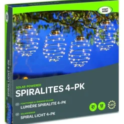 SMART GARDEN - Lanterne solaire spiralight - pack de 4 - contemporain - energie solaire - extérieur - gris