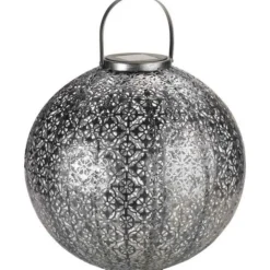 SMART GARDEN - Lanterne solaire - - jumbo damasque en métal ajouré - energie solaire - ambiance orientale - argent