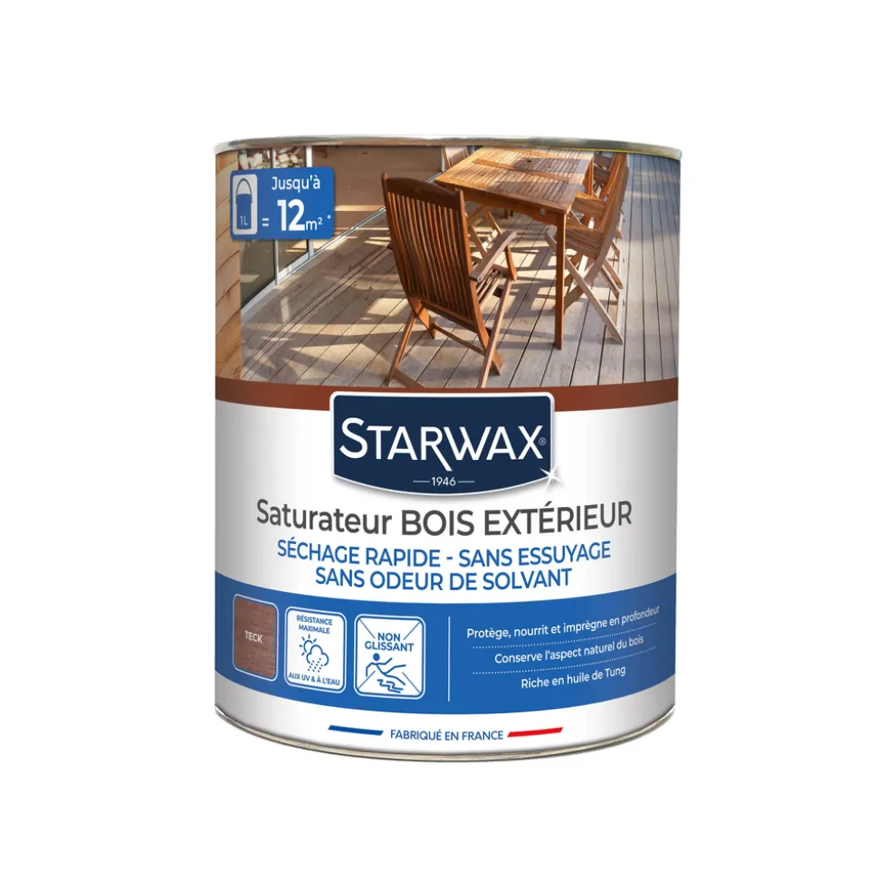 STARWAX - Saturateur en phase aqueuse pour bois coloris Teck 1L
