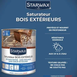 STARWAX - Saturateur incolore aqueux pour bois en conditions extrêmes 1L