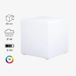 SWEEEK - Cube led 40cm - cube décoratif lumineux. 16 couleurs. 40cm. Rechargeable. Télécommande