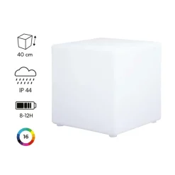SWEEEK - Cube led 40cm - cube décoratif lumineux. 16 couleurs. 40cm. Rechargeable. Télécommande