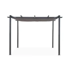 SWEEEK - Pergola aluminium - isla 3x3m - toile grise - tonnelle idéale pour votre terrasse. Toit rétractable. Toile coulissante. Structure